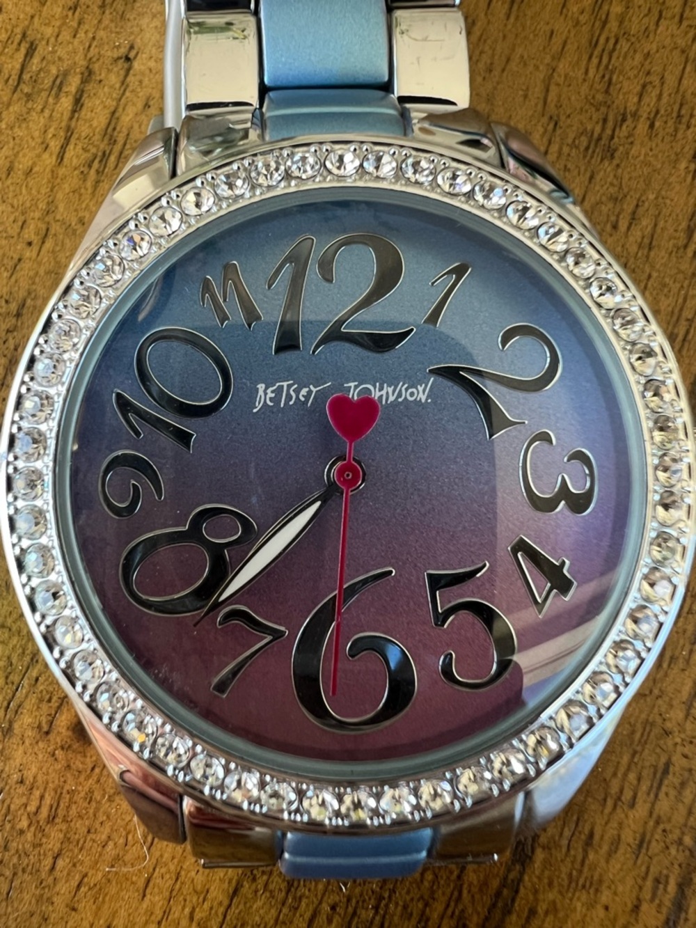Betsey Johnson Purple-to-Blue Gradient Crystal Bezel Watch - Picture 2 of 11